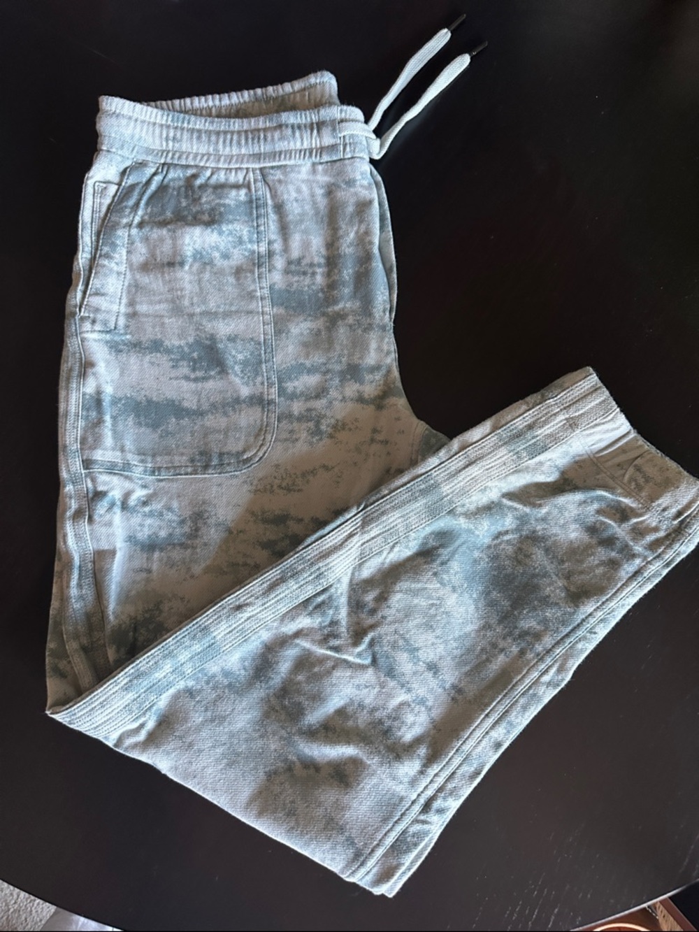 Athleta Light Gray and Sage Tie-Dye Joggers
